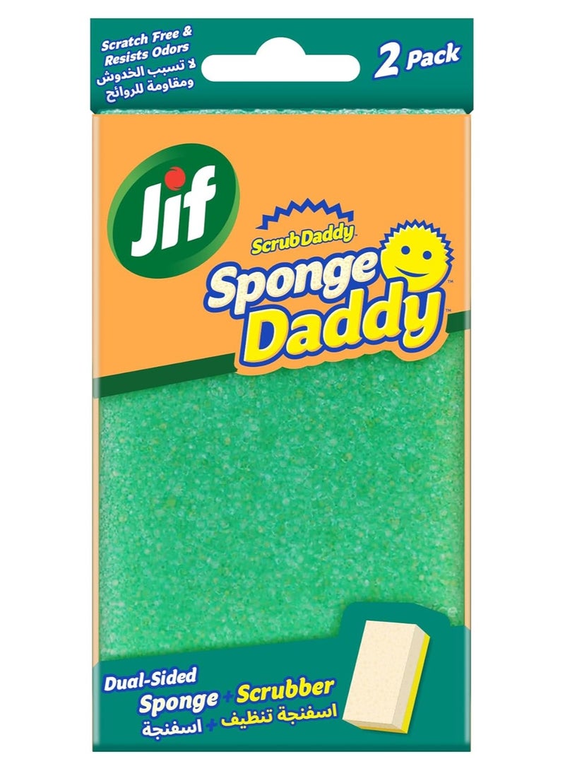 Scrub Daddy Sponge Daddy, Dual Side Sponge + Scrub, 2 Pieces